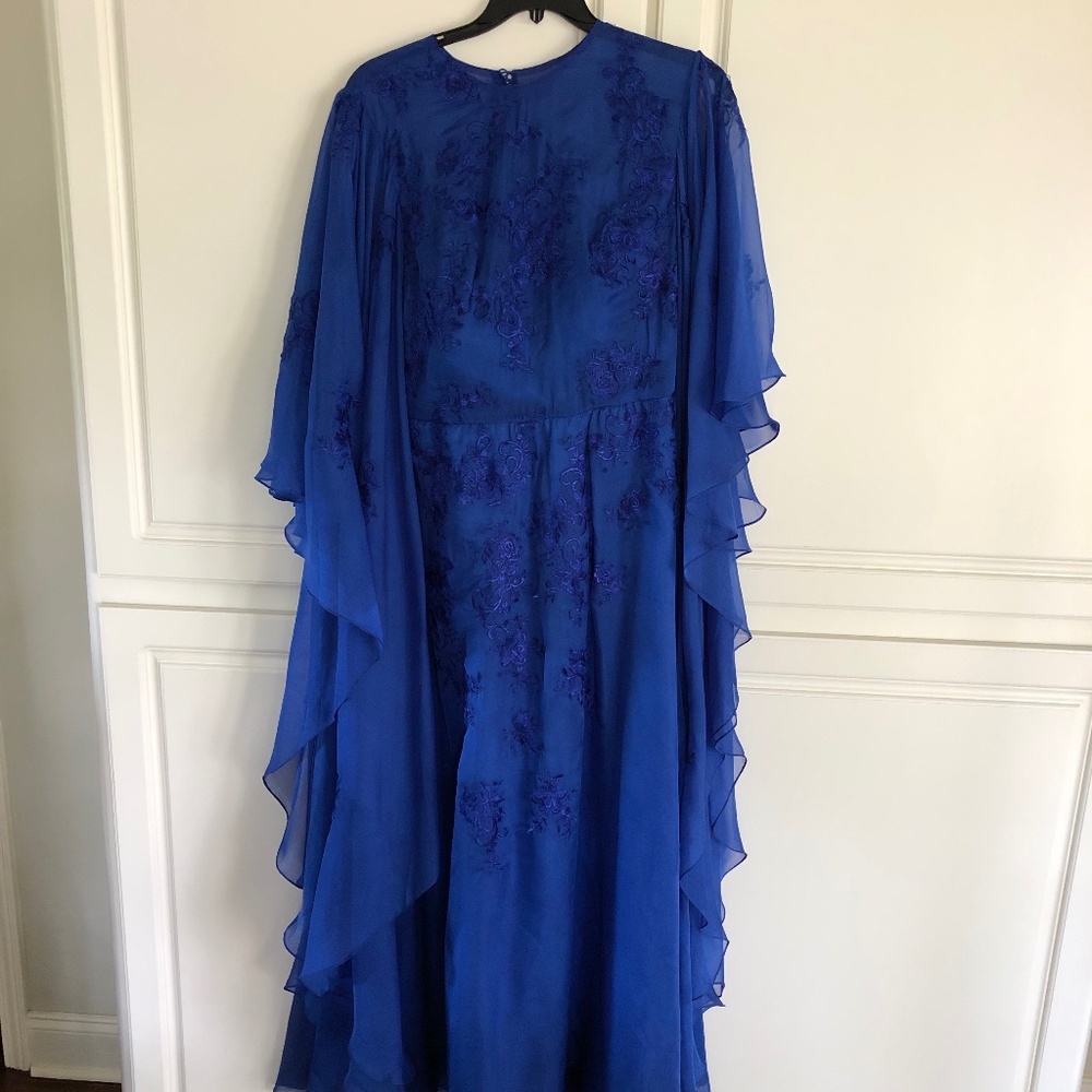 Royal Blue butterfly sleeve full length dress, formal, wedding, size 16